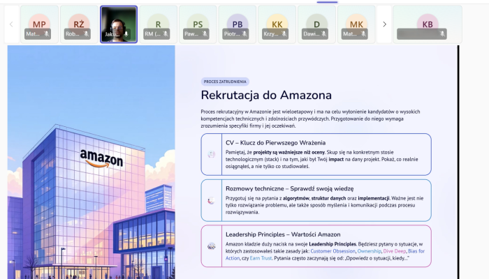 screen z prezentacji, rekrutacja do Amazona